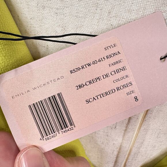 Emilia Wickstead ‘Riona’ Silk Dress Scattered Roses Print NWT Sz US 4 Skater - Picture 10 of 12